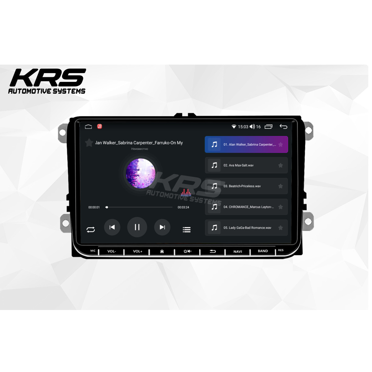 Универсальна штатная ANDROID магнитола с физическими кнопками VOLKSWAGEN KRS VK 200 2/32 GB 9" QLED