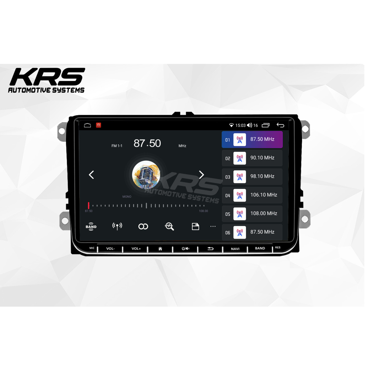 Универсальна штатная ANDROID магнитола с физическими кнопками VOLKSWAGEN KRS VK 200 2/32 GB 9" QLED