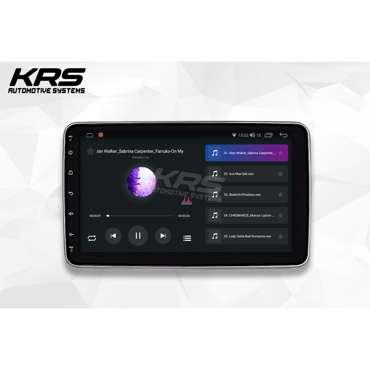 Универсальная штатная ANDROID магнитола 1 DIN KRS RS 300 10" 4/32 GB