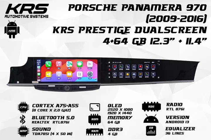 Штатна Android-магнітола KRS PRESTIGE DualScreen Porsche Panamera 970 12.3" + 11.4" 4/64 GB (2009–2016)